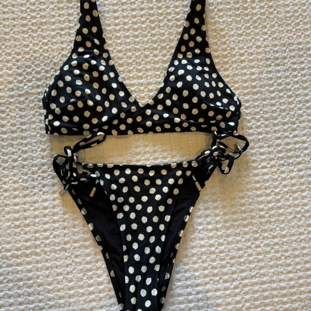 Black Polka Dot Bikini Set